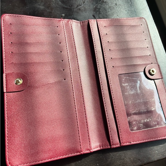 Super cute Lark & Ives continental snap wallet Bordeaux / maroon with gold trim. - Picture 4 of 4